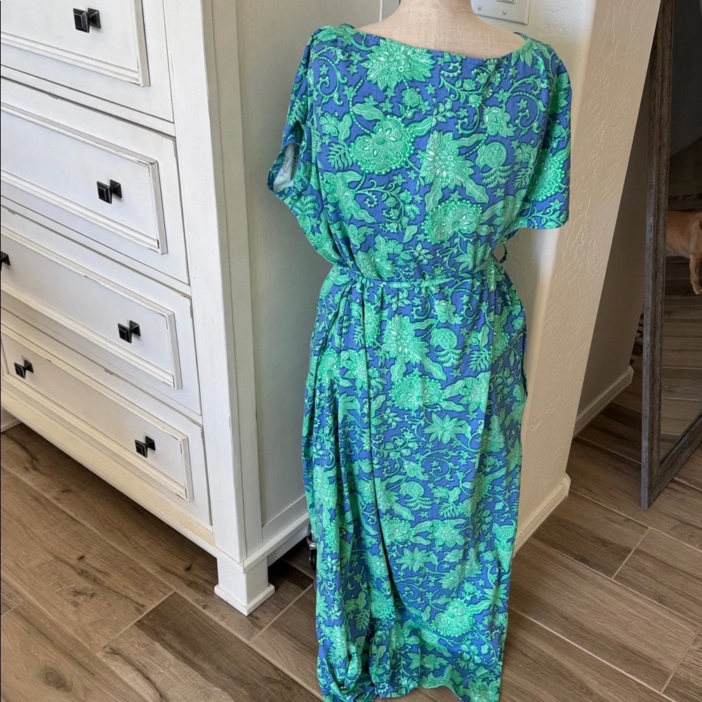 J. Jill 2X blue green floral knit maxi dress - Picture 9 of 9